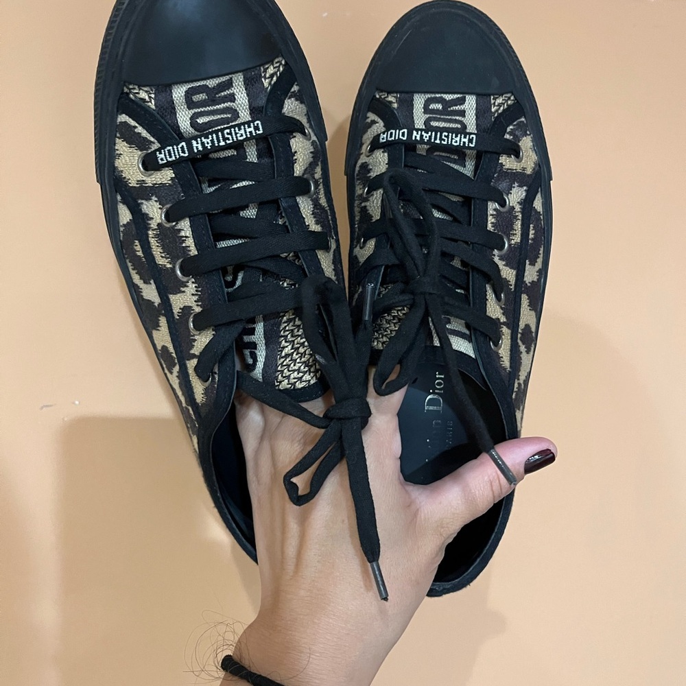 Limited Edition Christian Dior ANIMAL PRINT Black and Tan Sneakers size 9, $450 - Picture 2 of 15
